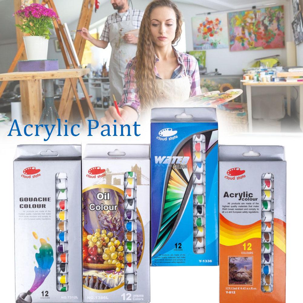 12 Colors Oil Paints Acrylic Paint Set Non-toxic Quick-drying Oil Paint Set Drawing Pigments Art Supplies Art Set