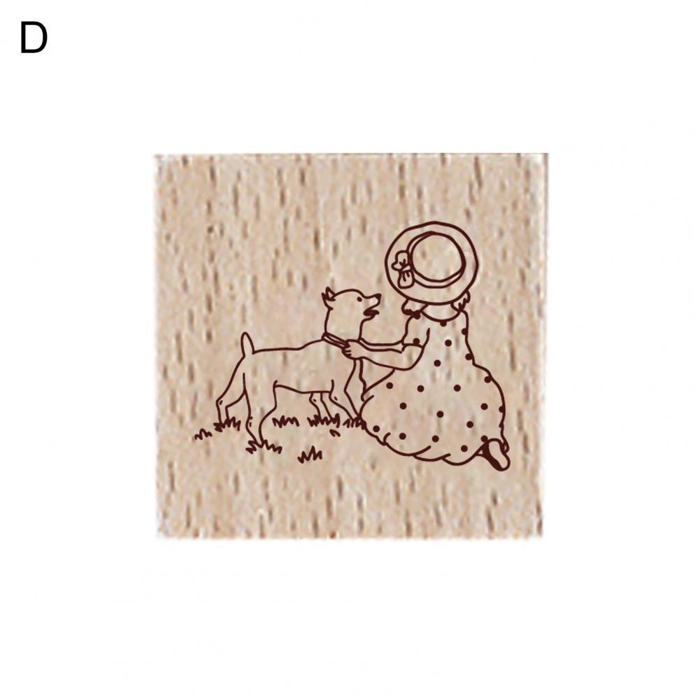 Stamp Seal Mold Three-dimensional Carving Portable Safe Handbook Diary Wooden Stamp Stamp Seal for Handicraft: D