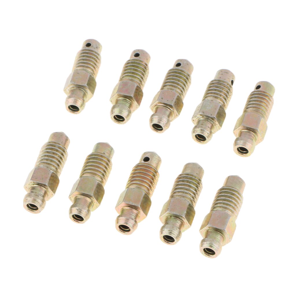 10 Pcs M8*1.25mm Motorcycle Car Brake Bleeder Nipple Caliper Bleed Screws Universal Brake Bleeder Screws Kits Metal Brake Part