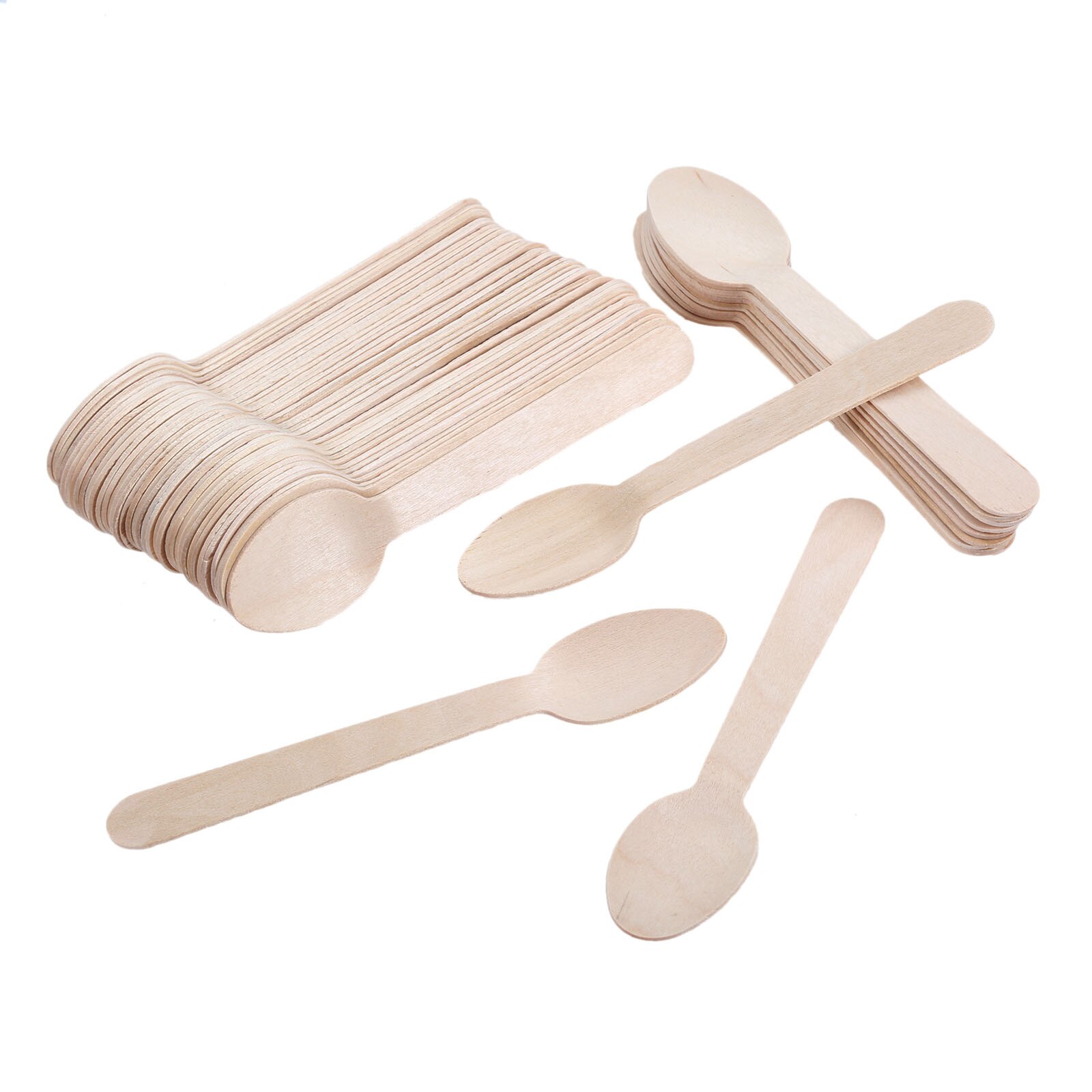 50Pcs/150Pcs Wegwerp Houten Bestek Vorken/Lepels/Cutters Messen Feestartikelen Keukengerei Dessert Servies 11Cm/14Cm: 50pcs 14cm Spoons