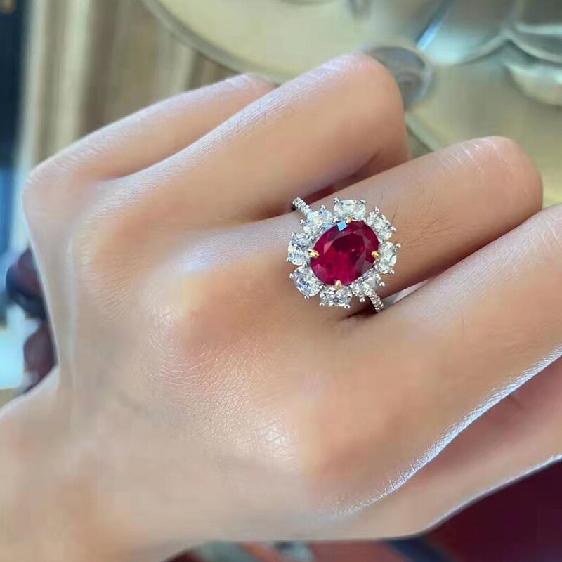 Oevas 925 prata esterlina criado moissanite rubi brincos de pedra preciosa/colar/anel casamento noivado conjuntos jóias atacado