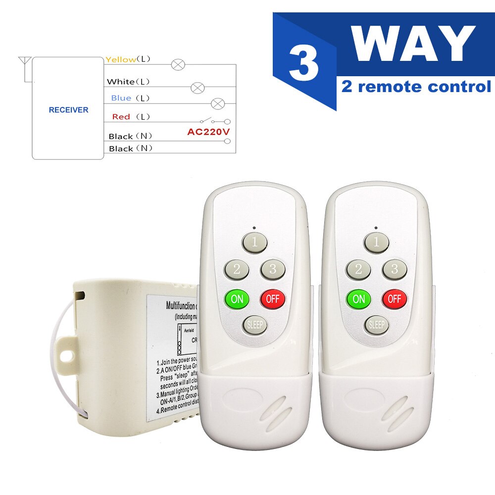 AC 220V 4 Manier 5 Stukken OP/OFF Multifunctionele Intelligente Digitale Lampen Draadloze Afstandsbediening Schakelaar voor Plafond kristallen Lamp: 3 ways 2telecontrols