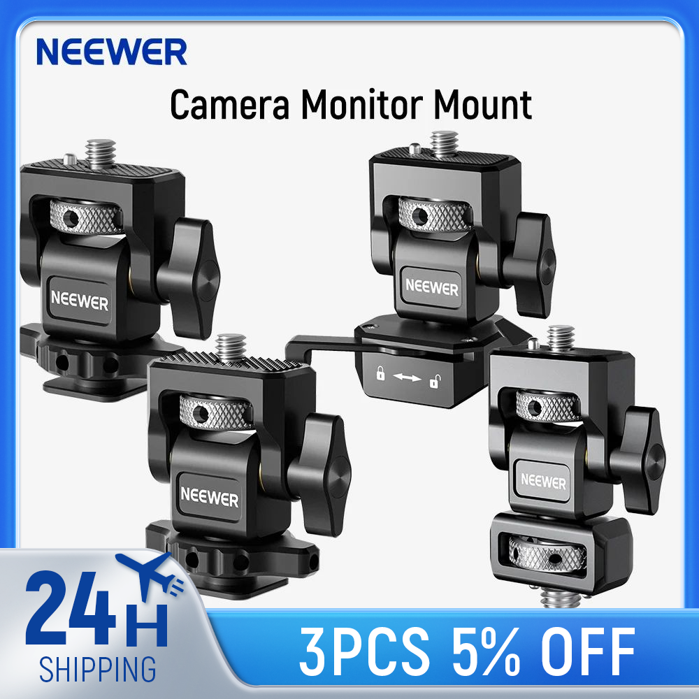 NEEWER DSLR Camera Clamp Adjustable Monitor Mount with Cold Shoe Anti Twist 1/4" Screw for Monitor Flash Light DIY Attachment