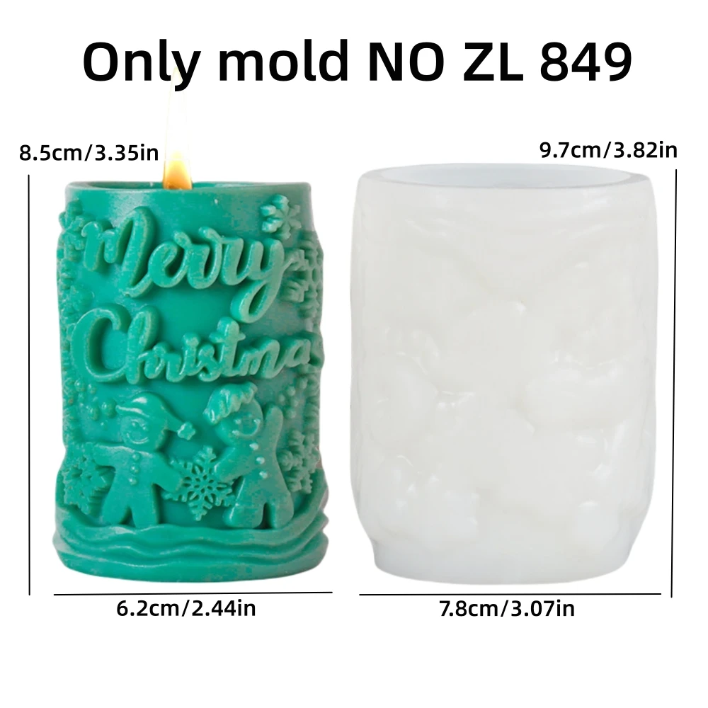 Stampo in silicone per candela cilindrica in rilievo di Babbo Natale, zucchero a bastone, stampi in gesso in resina cilindrica in rilievo di Babbo Natale, regalo di Natale: Grigio scuro