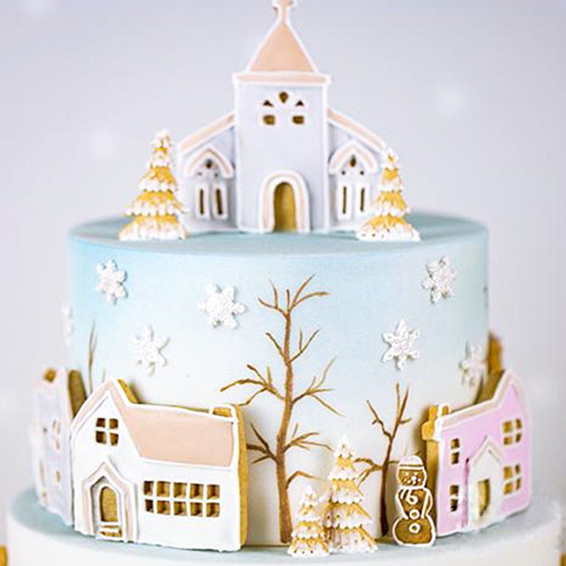 Joulu piparkakkutalo silikoni muotti fondantti muotti kakku sisustus työkalut suklaa, gumpaste, sugarcraft, keittiövälineet