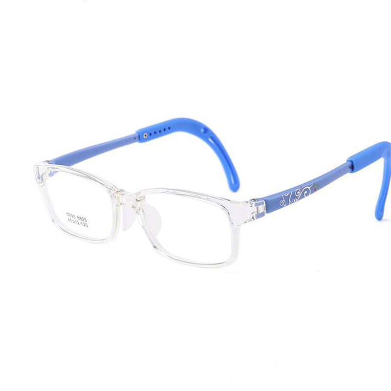 Tr90 dreng pige briller ramme børn sikrere silikone studerende anti-shedding firkantede recept briller til barn: Gennemsigtig-blå