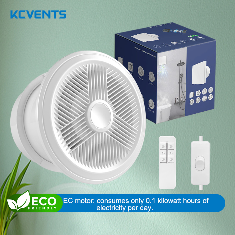 KCvents Bathroom Exhaust Fan Ventilation Fan With Remote Control For Window Wall Mount Home With Backdraft ECO Friendly 4/6/8in