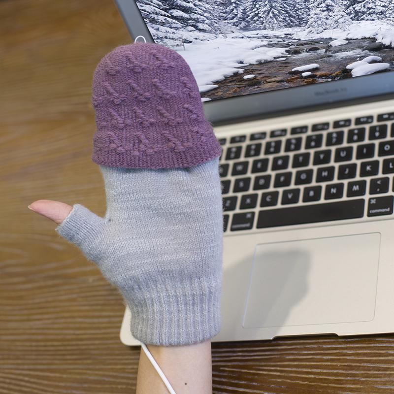 Men Women Winter Heated Gloves Hand Warmer Thermal Electric Gloves Waterproof USB Battery Powered For Half Fingerless Gloves