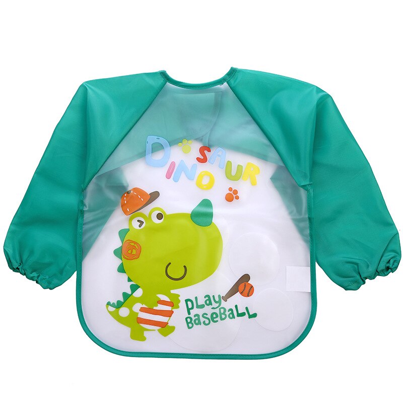 1Pcs Waterdichte Baby Schort Cartoon Patroon Baby Slabbetjes Schort Eva Leuke Lange Mouwen Baby Burp Doek Slabbetjes