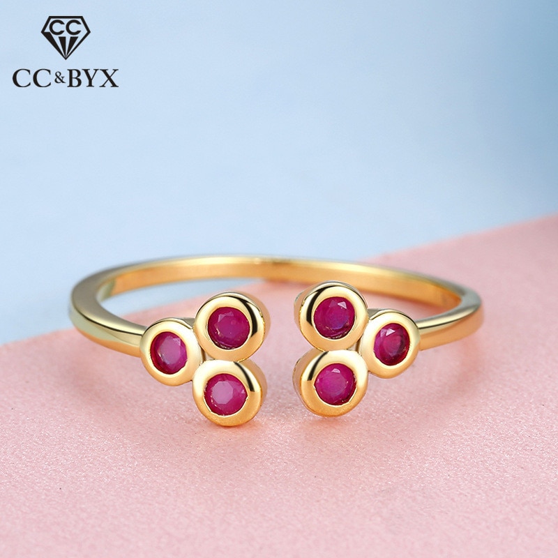 CC Rings For Women S925 Silver Plated Classic Jewelry CZ Yellow Gold Color Open Ring Bridal Wedding Accessories CC1598