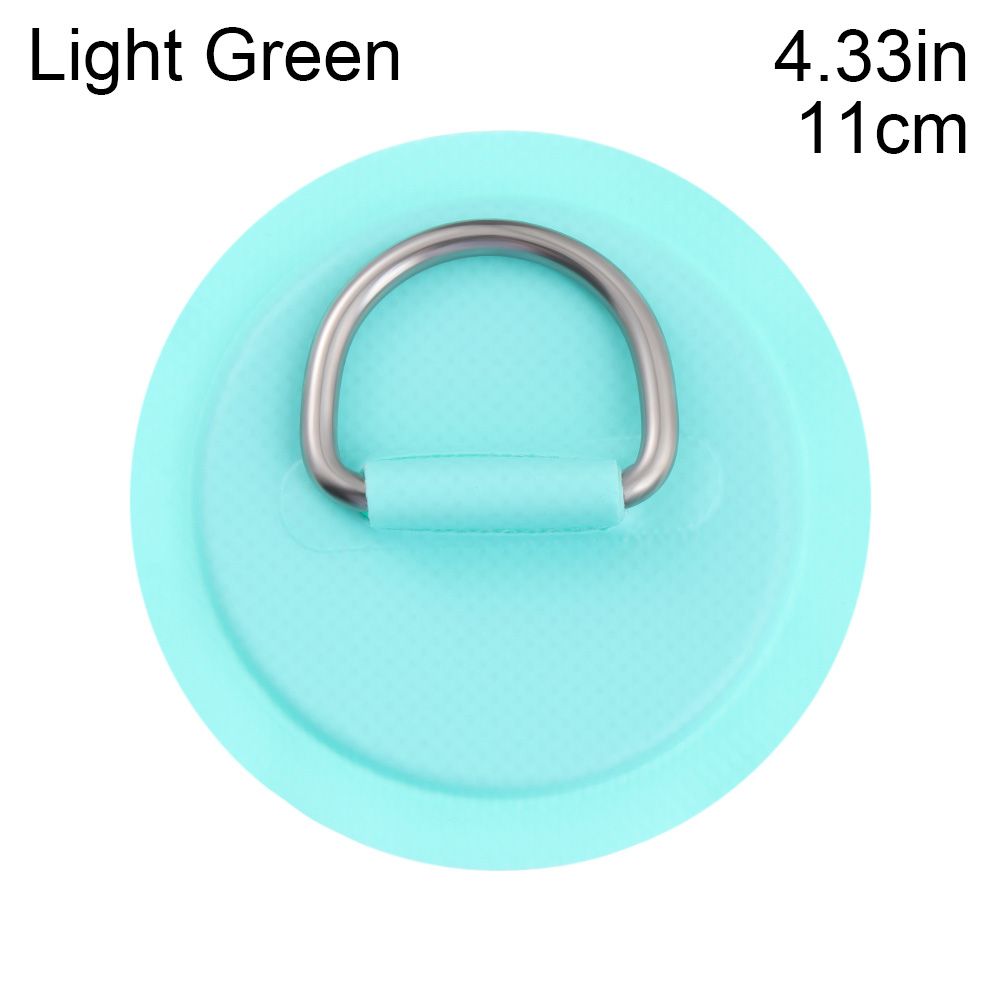 1PC 8cm/11cm Stainless Steel D Ring Pad/Patch With Glue for PVC Inflatable Boat Raft Dinghy Canoe Kayak Surfboard SUP Tie Down: light green-11cm
