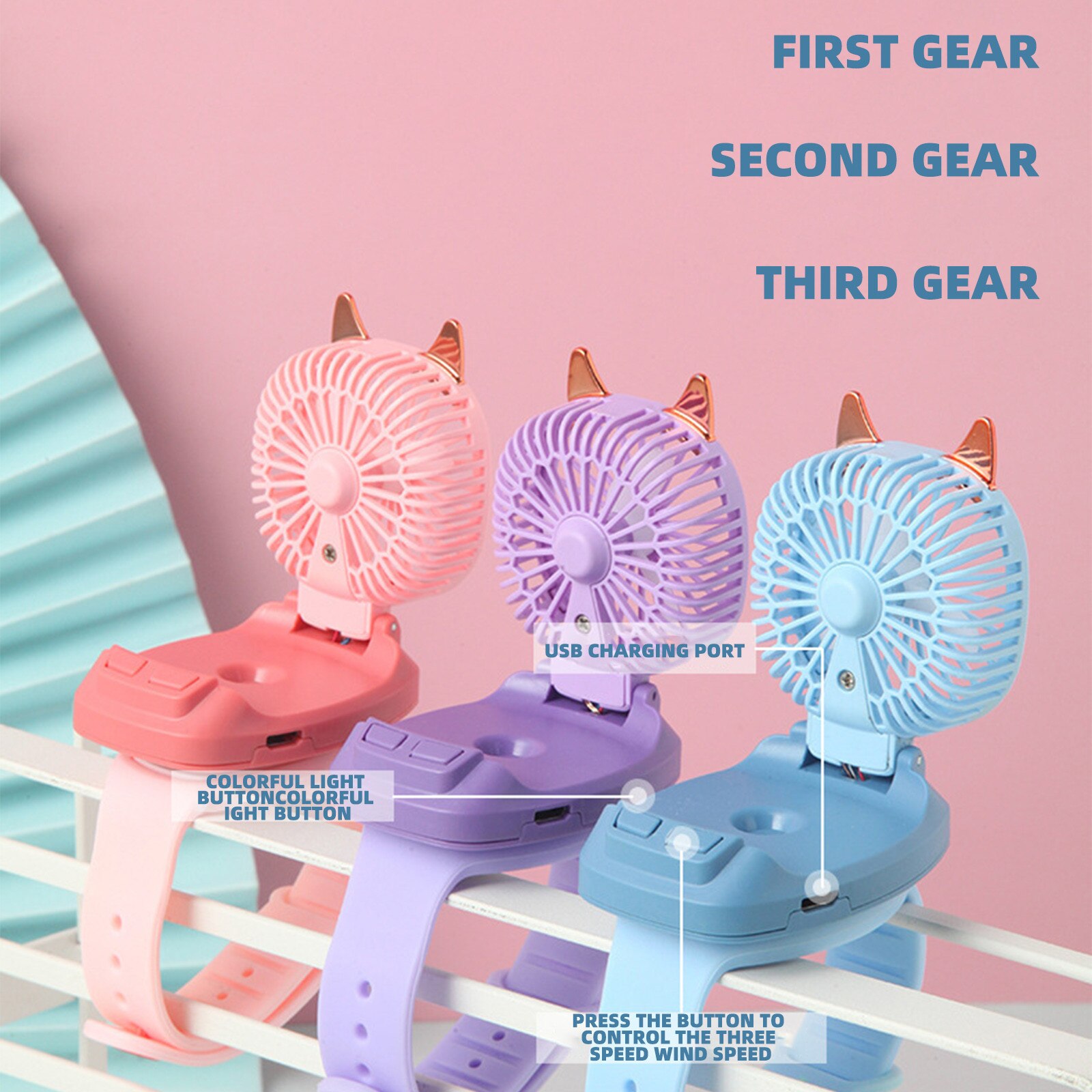 freundlicher Erwachsenen Ich bin Freien Uhr Fan Kreative Uhr Fan USB Mini Ladung Faul Stumm Tragbare Handgelenk Fan Kawaii Geburtstag Präsentieren Spielzeug