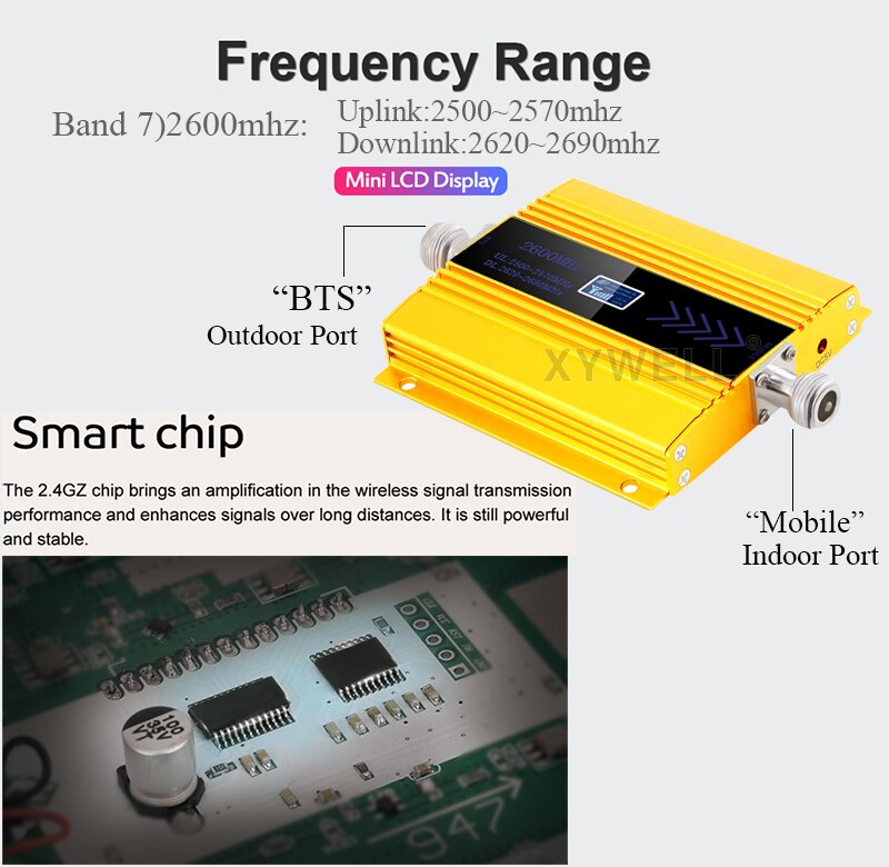 repeater 4G Signal Booster FDD LTE 2600mhz Band 7 GSM Mobile Signal Booster LTE 2600 4G Network Cellular Signal Amplifier