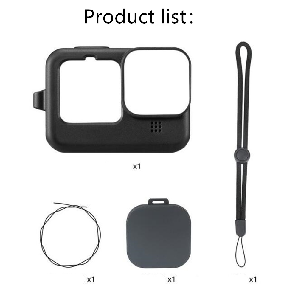 Silikonehus etui objektivdæksel cover batteri side låg cover til gopro hero 10 9 sort action kamera tilbehør kit til go pro 10: Type 2