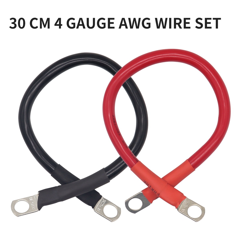 Cable de batería de 1 pie 4 AWG con terminales de anillo de 3/8 pulgadas Universal para coche, barco marino, ATV, cortacésped