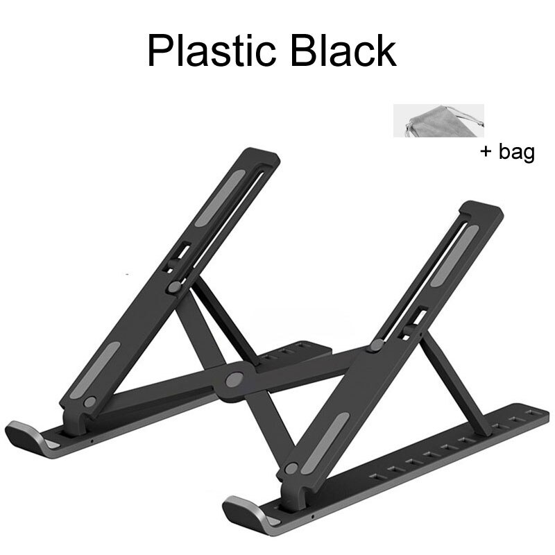 Portable Laptop Stand Foldable Non-Slip Plastic for Macbook Pro/Air iPad Bracket Adjustable Notebook Holder Stand: Black