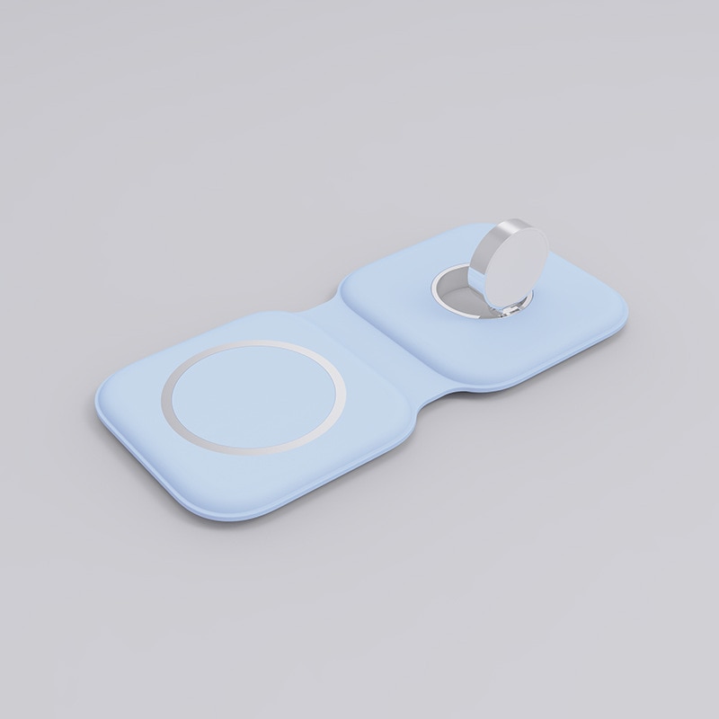 2-in-1 Wireless Charging Station for iPhone & Apple Watch - Magsafe Compatible: Blue