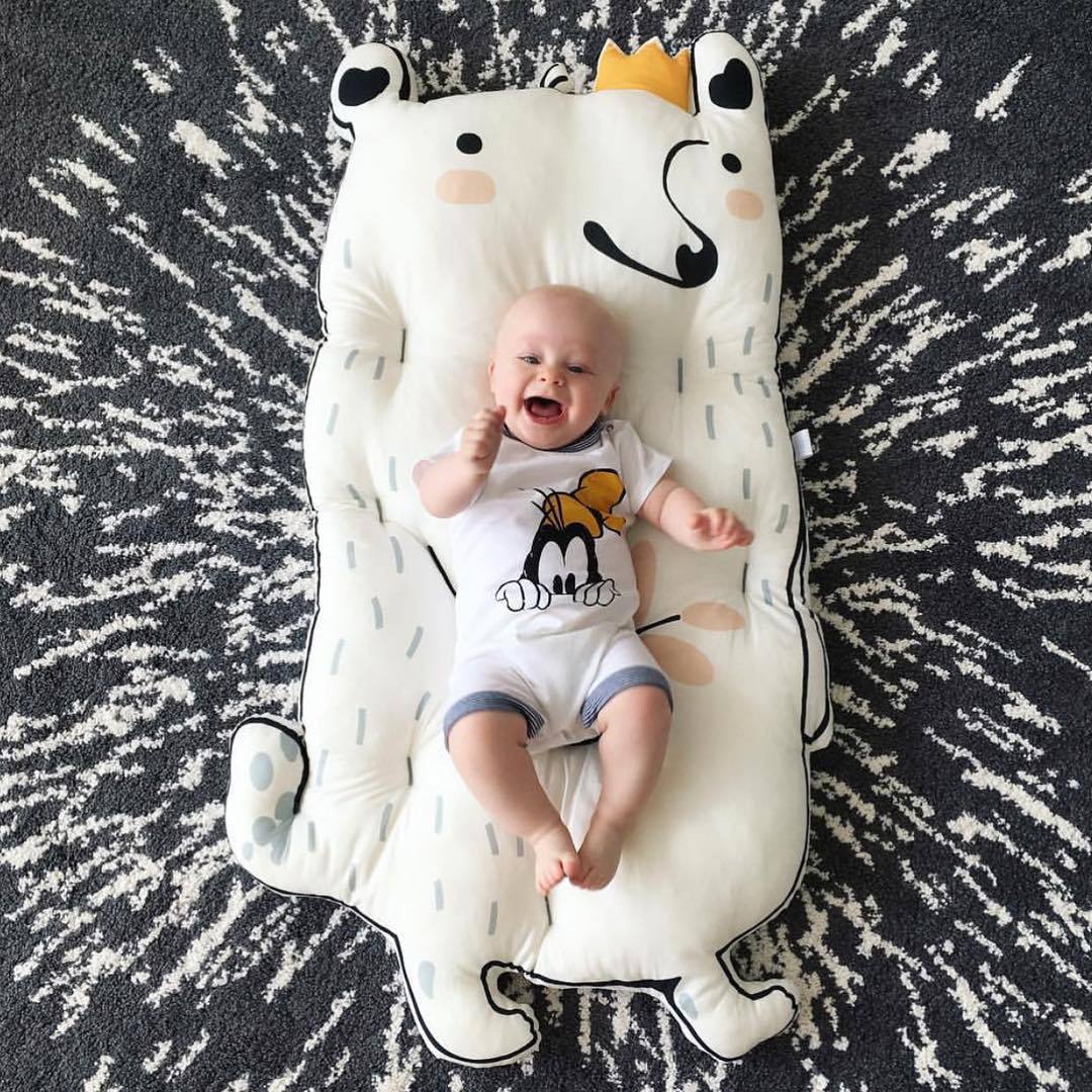 Tecknad kanin tvättbjörn barnmatta baby lekmatta dyna matta pp bomull håll filt barn mjuk krypmatta babymadrass leksak