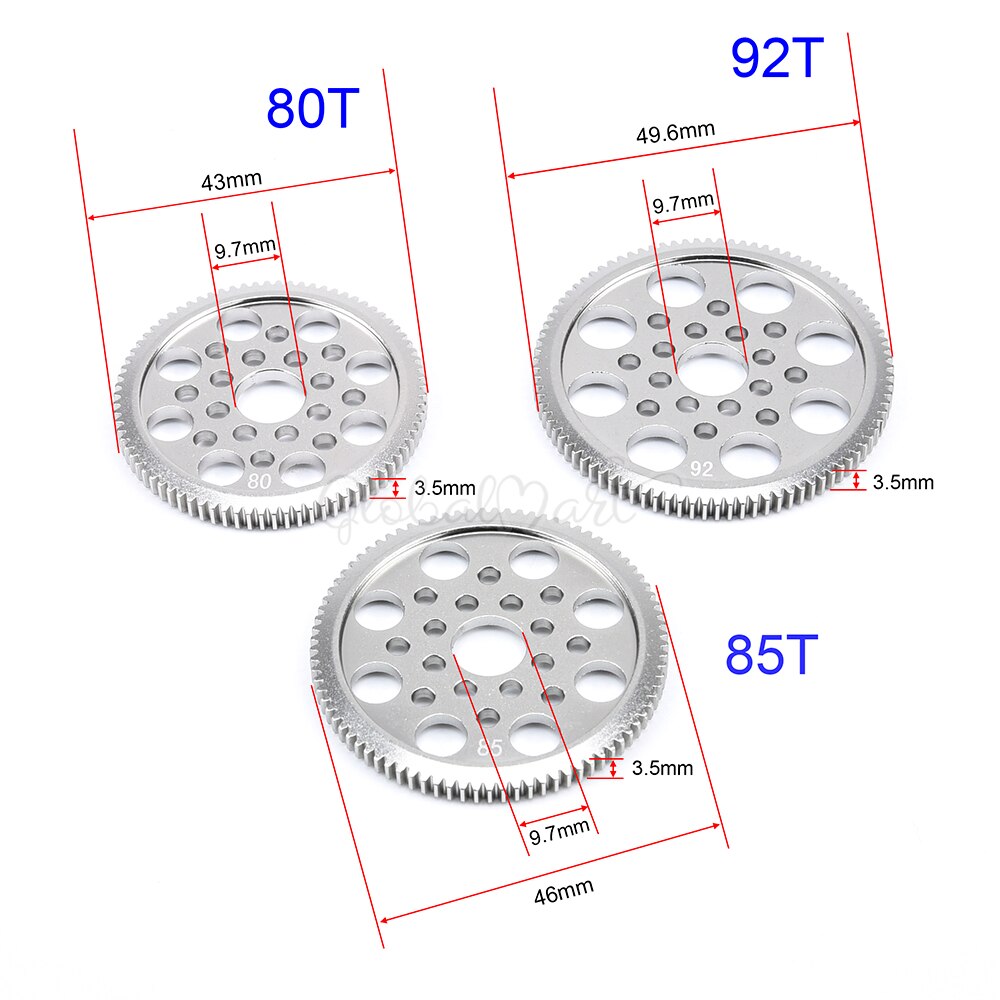 Metallo 48P Spur Gear 92T 85T 80T Pignone 18T 19T 20T 21T 22T 23T 24T 25T 26T Ingranaggi Del Motore Per Sakura R31 G31 SCX10 AX10 Traxxas HPI