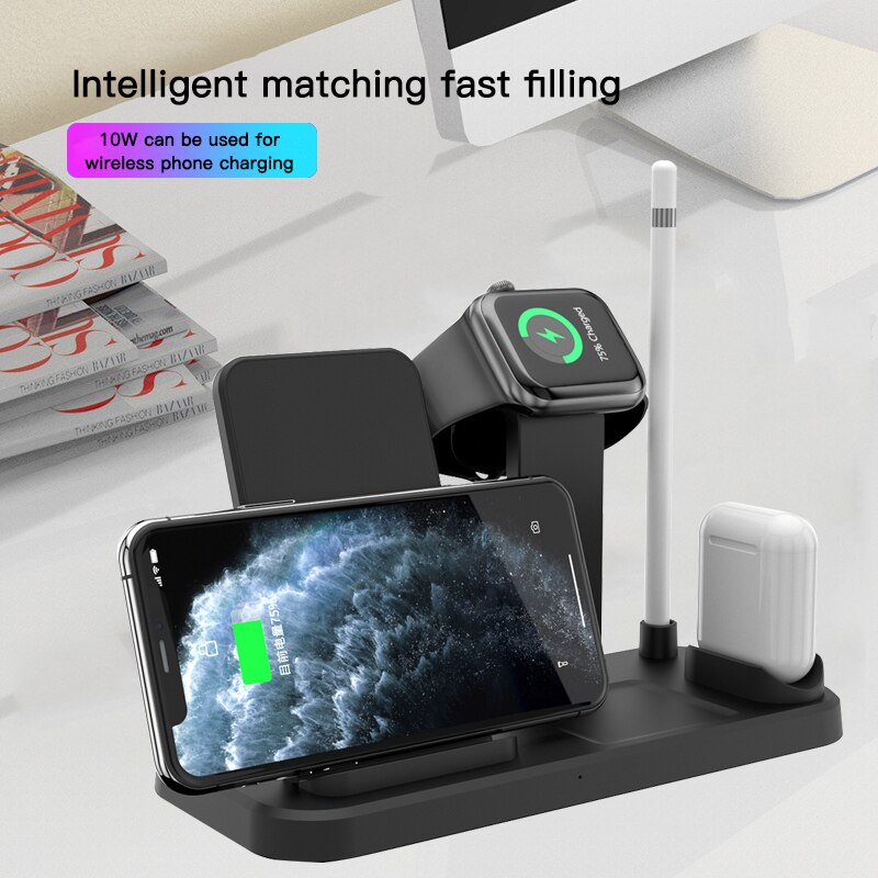 Four-in-one Wireless Charger For Mobile Phones Earphones IWatch Airpod Smart Wireless Charging Base