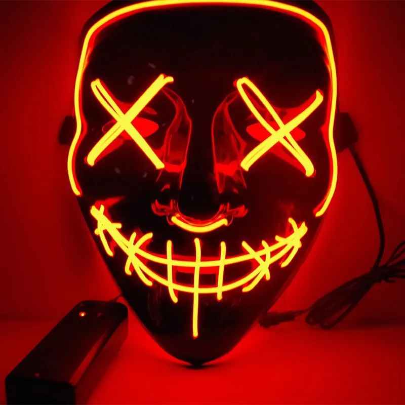Halloween-fest led-lysende svart v-formet maske daglig kaldt lys halloween-skrekkmaske spøkelsesfestival spøkelsesdans lysende maske: Grønn