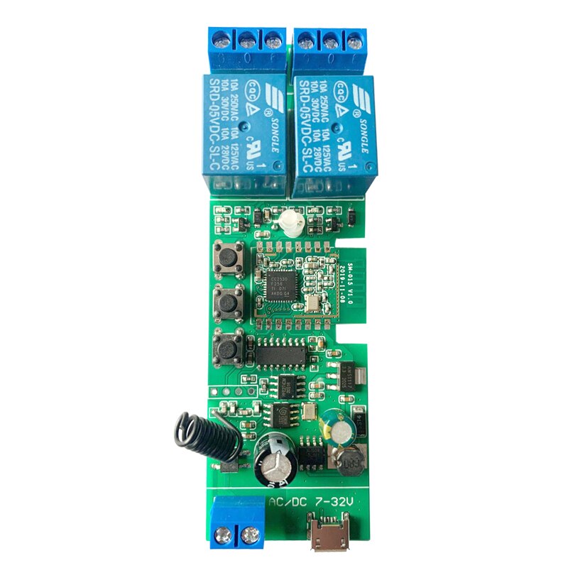 2CH DC5-32v relay-module gateway Door Garage Curtain motor light-switch bridge smart-hub remote-control zigbee alexa google home