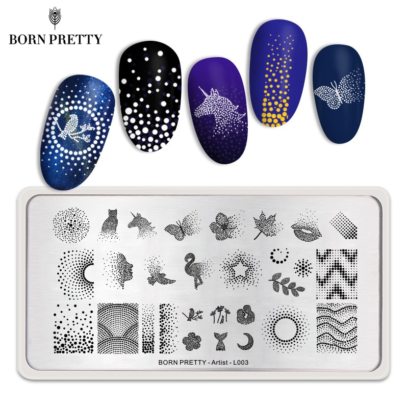 Geboren Pretty Nail Stempelen Platen Rechthoek Beauty Multi-Stijlen Nail Art Stamp Image Template Stencils Voor Nagels Afdrukken