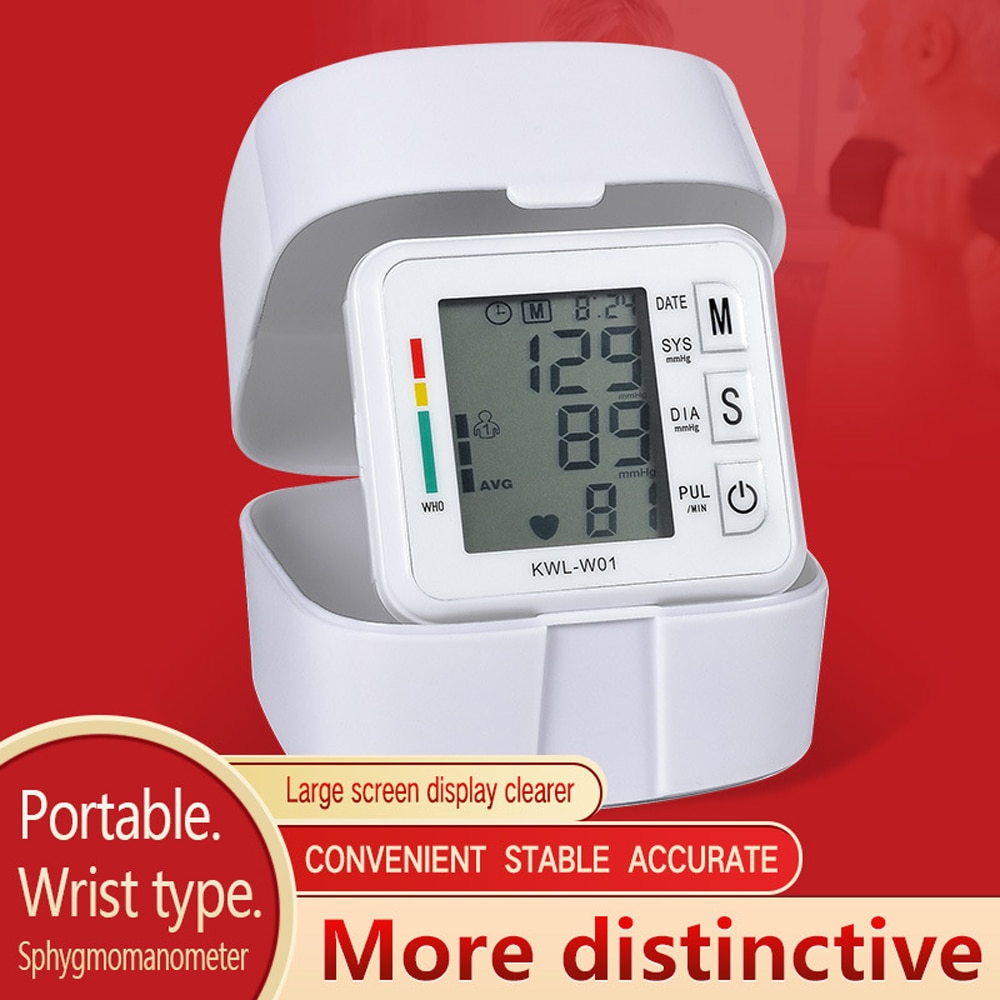 Dispositif portatif automatique de sphygmomanomètre de poignet d'affichage à cristaux liquides de fréquence de battement de coeur mesure le tonomètre de pression