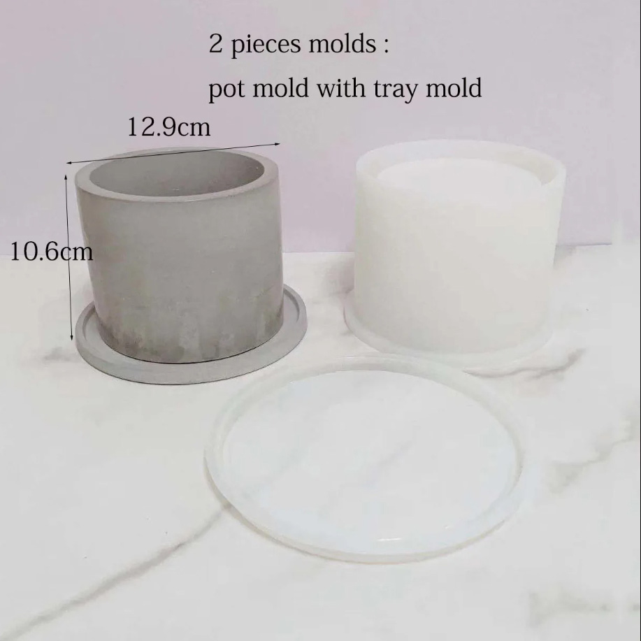 Duże donice ogrodowe z lastryko Forma silikonowa Okrągłe formy betonowe robić doniczki 15 cm Świeca Kubek Żywica Naczynie Forma gipsowa: zgniły zielony