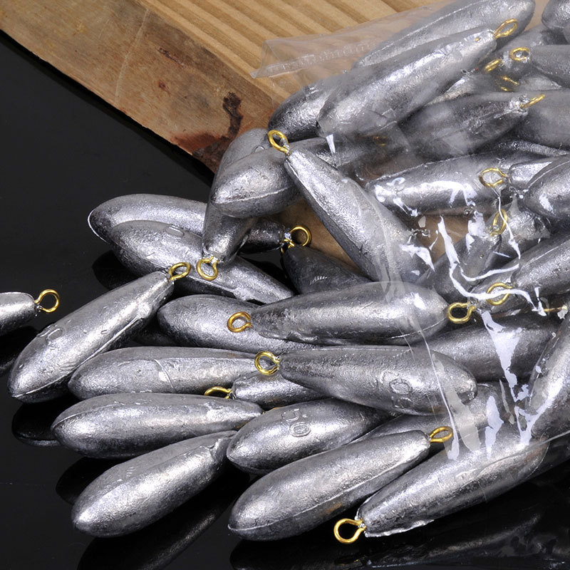 Plomo en forma de gota de agua, accesorios de pesca, 10g/15g/20g/30g/40g/ 50g, gotitas de agua, pesas de plomo, 5 unids/lote