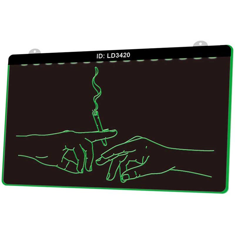 Ld3420 sigaretten handen met 3d gravure led lichtreclame meerdere kleuren gratis verkoop