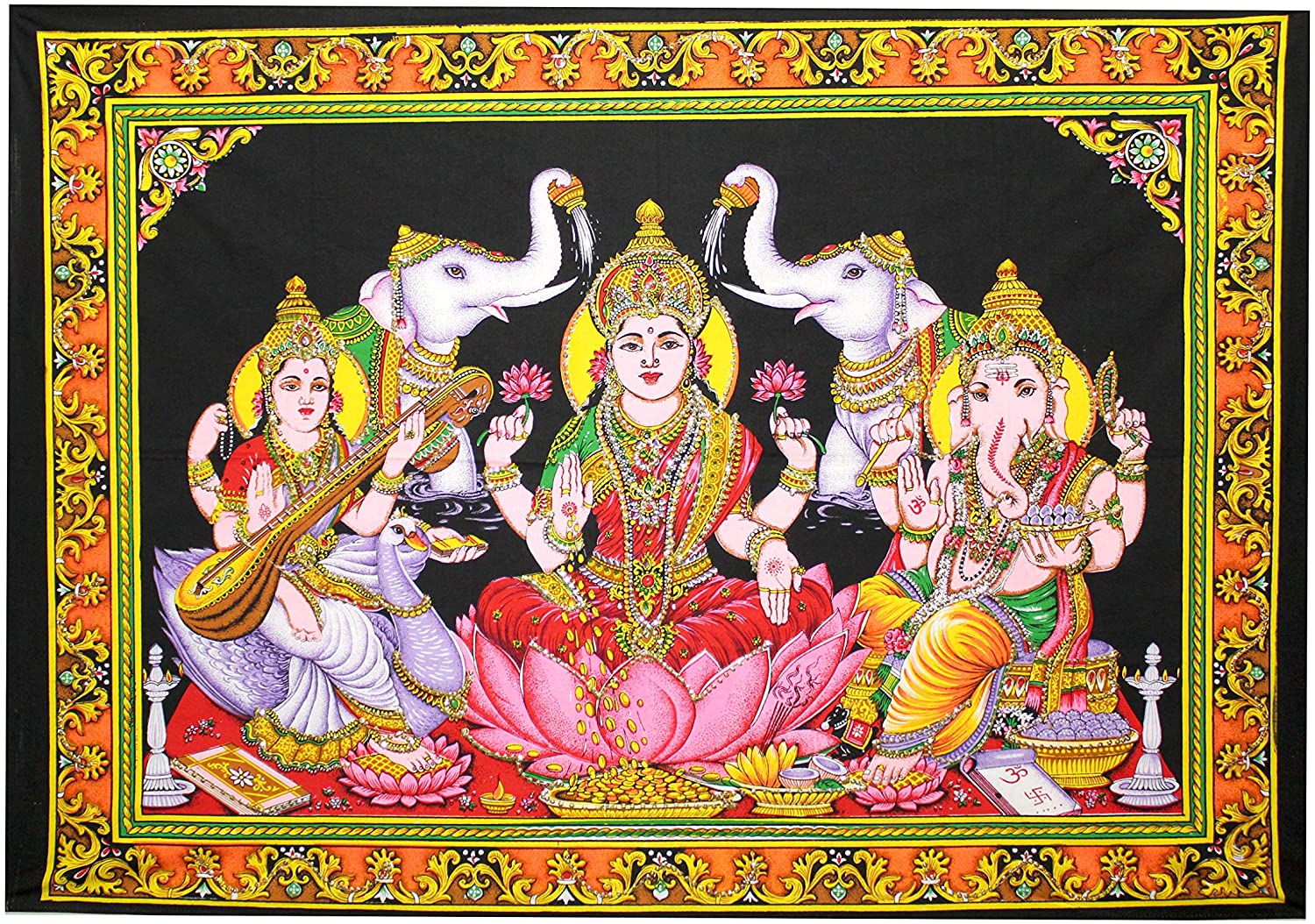 Goddess Lakshmi Laxmi Tapestry Wall Hanging Décor