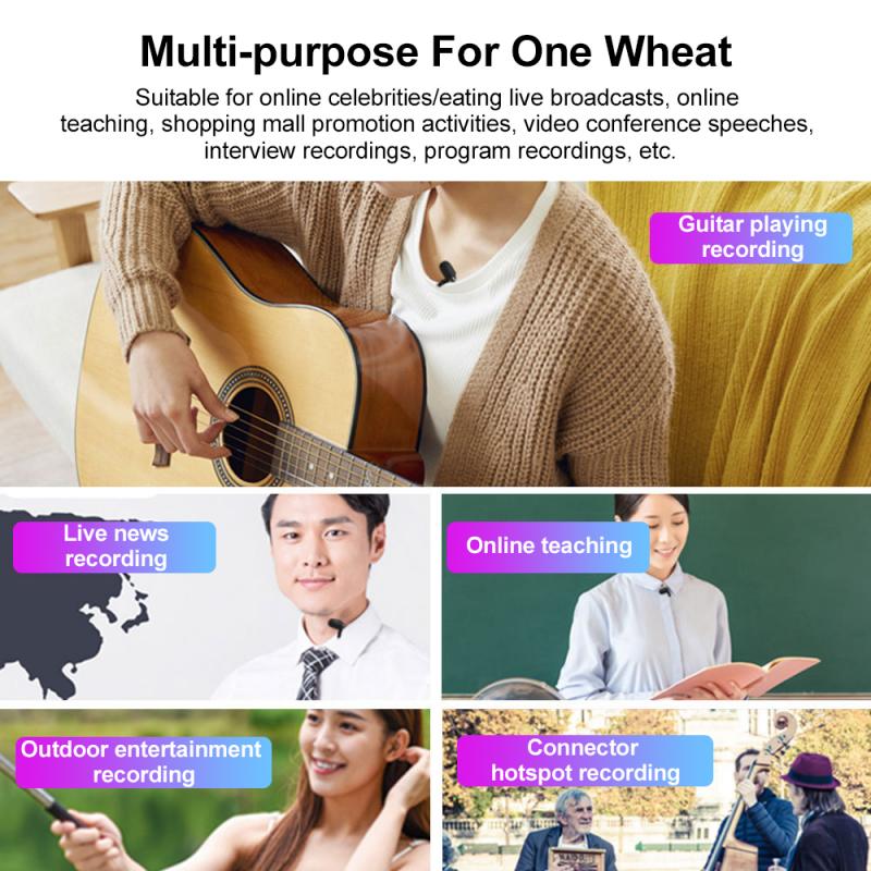 Multifunctional Clip-on Lapel Condenser Mic Wired Microphone K Song Live Microphone Video Voice Microphone 3.5MM Type-c Interfa