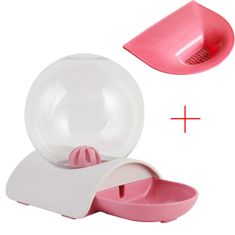 Fontaine à bulles automatique 2,8 l pour chat, bol à boire pour animaux de compagnie, grand abreuvoir pour chat, sans électricité: Pink with parts