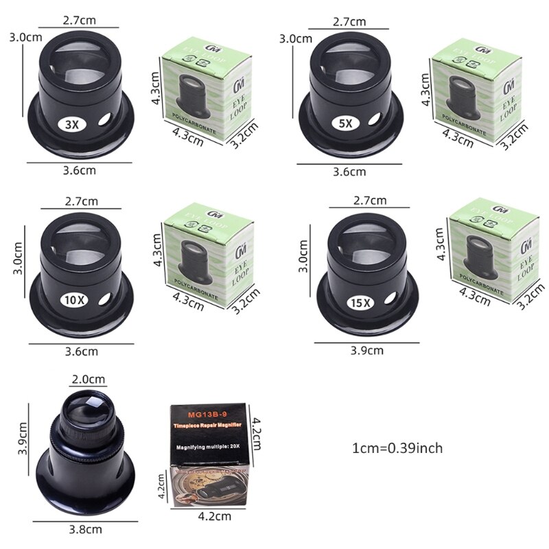 3X 5X 10X 15X 20X gioielliere orologio lente d&#39;ingrandimento strumento lente d&#39;ingrandimento monoculare portatile lente d&#39;ingrandimento per lente d&#39;ingrandimento Len orologiai
