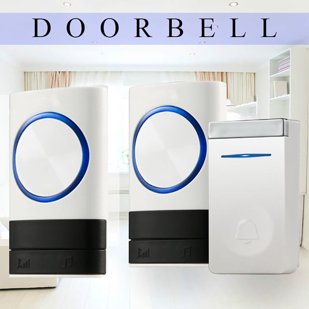 Self-powered Wireless Doorbell US Plug No Battery Waterproof 150m Range Push Button Door Bell Ring Chime For Light LED: Option 1-2-W / UK Plug