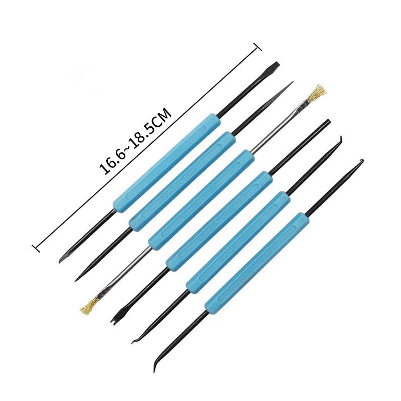 6 pièces en acier ensemble d'outils de soudure ensemble de réparation composants électroniques soudage meulage nettoyage réparation outil pour les travaux de montage