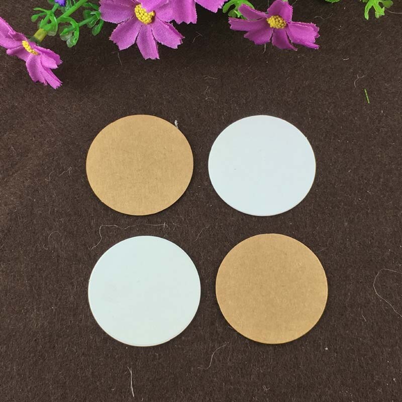 200 unids/lote de etiquetas redondas de cartón para ropa, papel de para embalaje en blanco, etiquetas redondas de diy, 4x4 cm