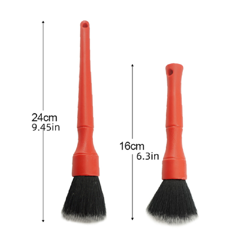 2 stk bildetaljbørste autovask tilbehør bilrengjøringsverktøy bildetaljsett utstyr til kjøretøy interiør klimaanlegg: Rød