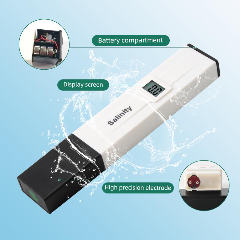 Portable Digital Salinity Meter 0~19.9‰ High Precision Salt Content Concentration Test Pen for Kitchen, Aquaculture, Laboratory