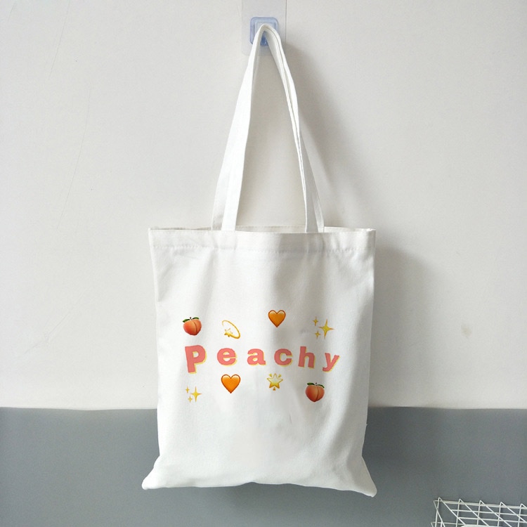 Oranje Oogst Canvas Draagtas Voor Vrouwen Doek Cartoon Witte Schoudertas Leuke Boodschappentassen Vrouwelijke Partij Handtas: B0353-TBWH-M