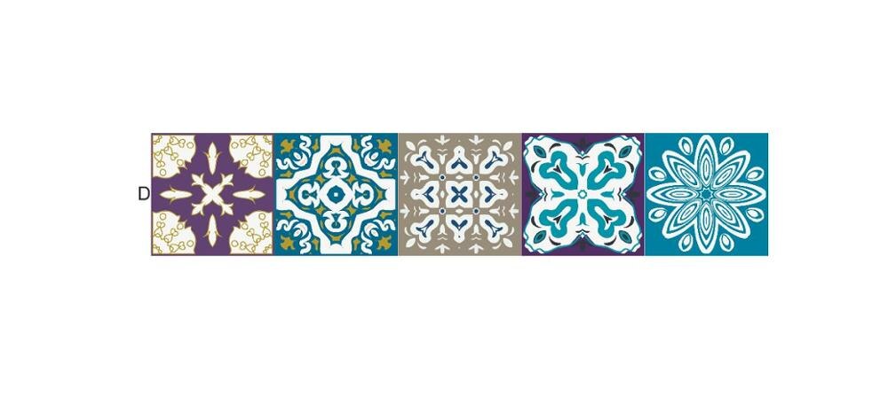 10/15/20cm Colorful Retro Tiles Wall Sticker Kitchen Bathroom Tile Waist Line Wallpaper Waterproof Waist Line Art Mural Poster: MZ010        D / 15cmX75cmX1pcs