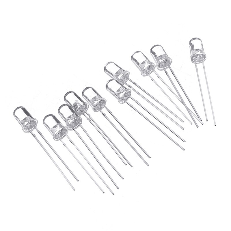 100pcs/lot 5mm LED Diode Assorted Kit Clear F5 DIP DIY Light Emitting Diode Set Warm White Green Red Blue UV Yellow Orange Pink