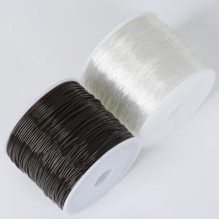 1 Roll 0.5 0.6 0.8 1MM Transparent Round Elastic Cord White Brown Crystal Stretchable Beading String for DIY Jewrly Findings