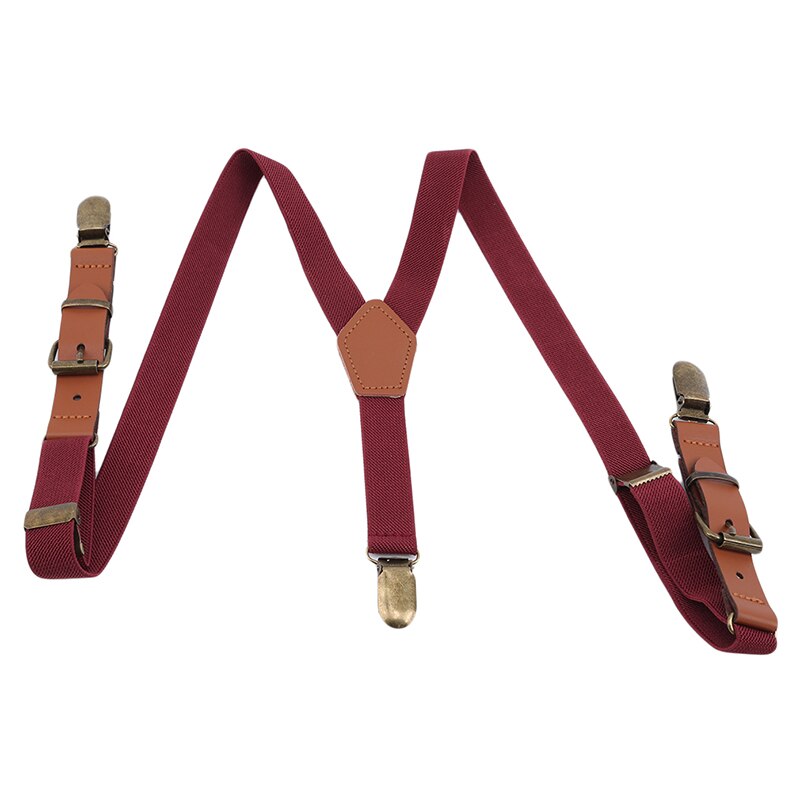 Kids Suspenders Children Adjustable Elastic Y-Back Metal Clips Suspender For Kid On Party Wedding Clothes Accessories: Red wine