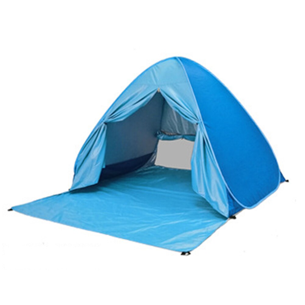 Pop up strandtelt solcreme telt anti-uv baldakin telt rejser bærbar hurtigåbning foldet udendørs telt m / gardin: Blå