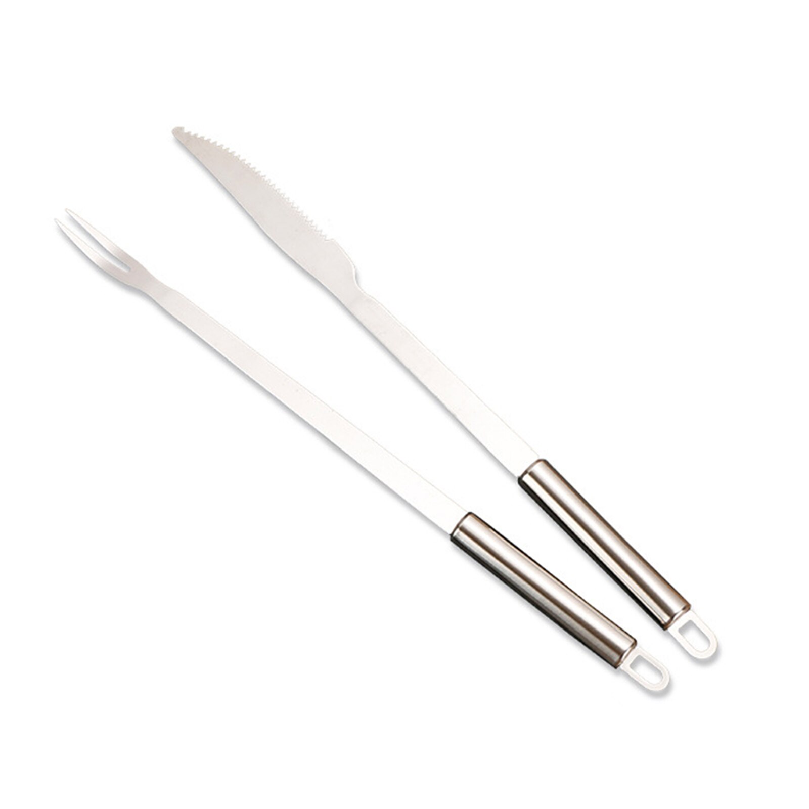 2 stk rustfrit stål grill kniv og gaffel bestik redskaber kød udskæringssæt bbq værktøj køkken, spisestue &amp; bar tb