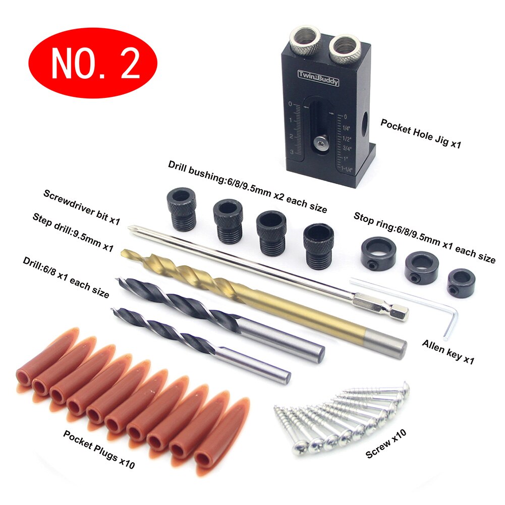 Workshop Aluminum Alloy Drill Bits Allen Key Mini Portable Woodworking Pocket Hole Jig Set Punch Locator Durable Screwdriver