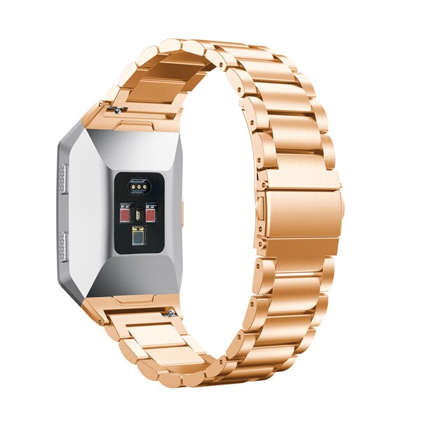 Uhrenarmband für Fitbit ionisch Edelstahl Metall Lederersatzhandschlaufe für Fitbit ionisch Clever Uhr Band Armbinde uhr: Rose Gold