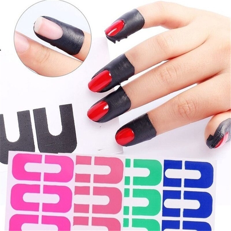 U-Vormige Strippen Tape Anti-Splash Bescherming Nagels Vingerafdruk Stickers Vinger Huid Bescherming Nagellak Stickers